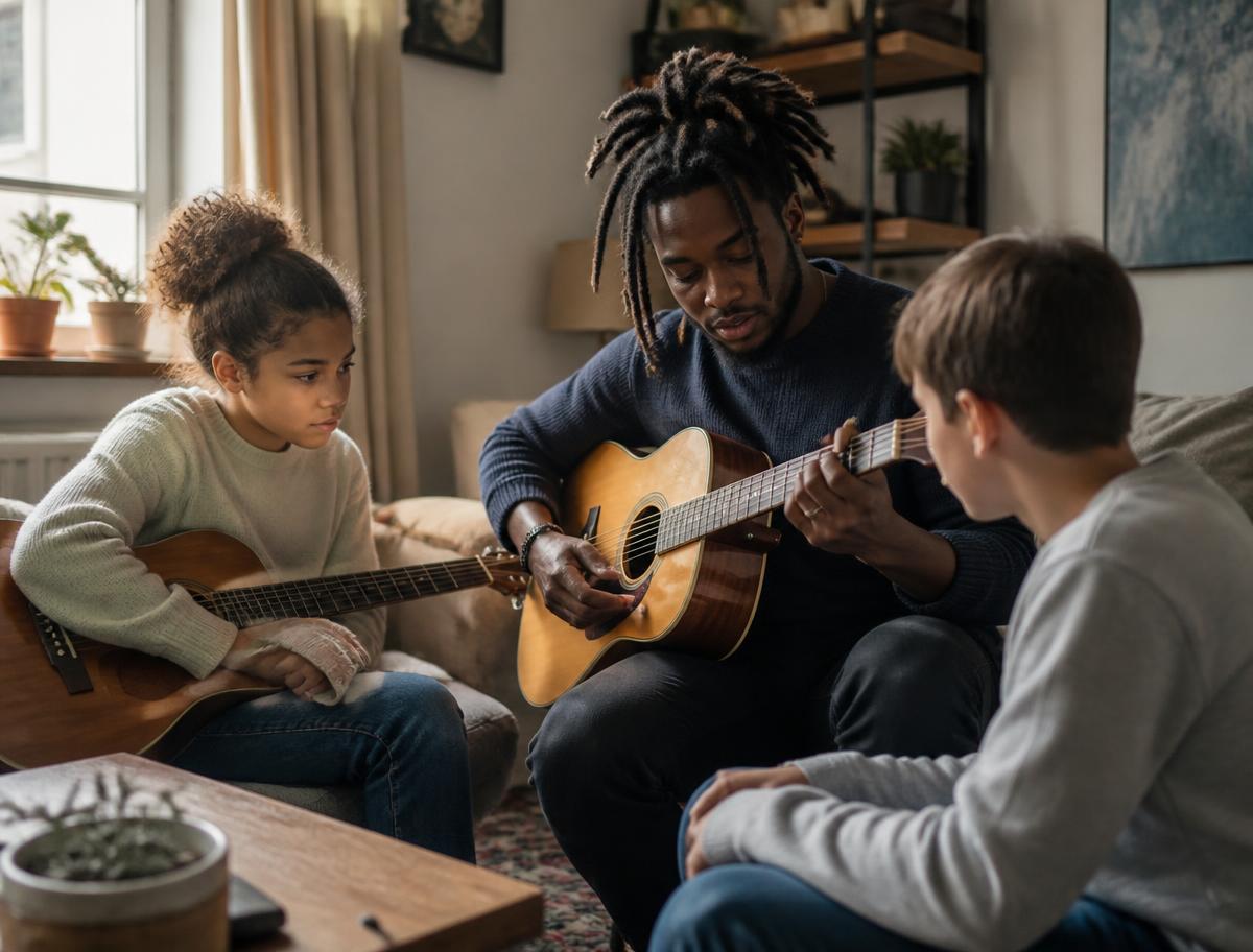 Un membre donne un cours de guitare en échange d'un service