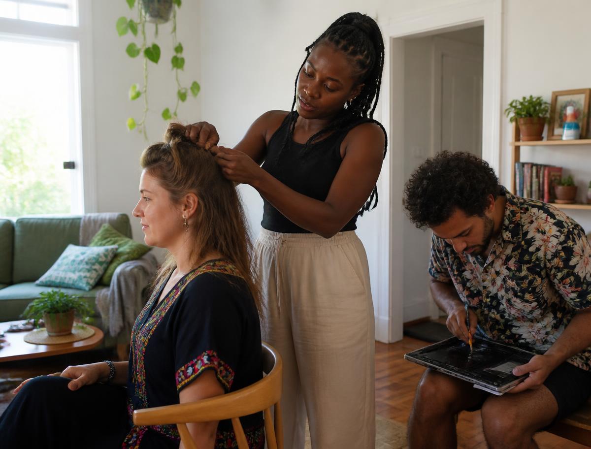 Une coiffeuse et une informaticienne échangent leurs services à domicile